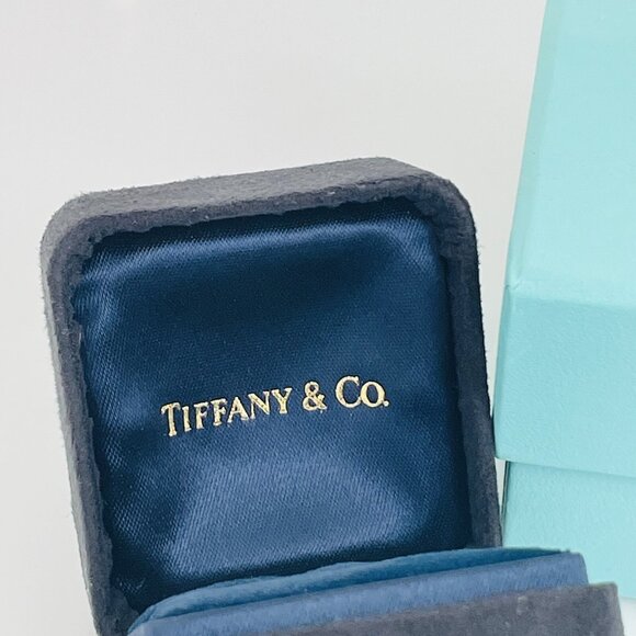 Vintage Tiffany Small Black Royal Blue Suede Leather Empty Ring Box Blue Box - Picture 1 of 9
